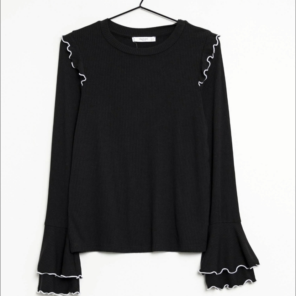 Mango Ruffle Long Sleeve Top, XXS